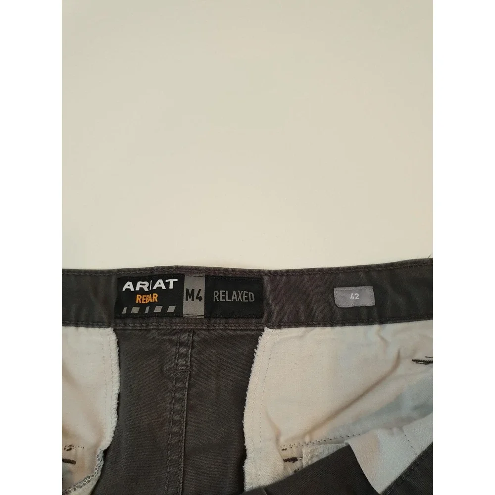 Ariat Rebar Cargo Shorts Mens 42 Gray M4 Relaxed Utility Workwear Cotton Blend - Picture 5 of 16